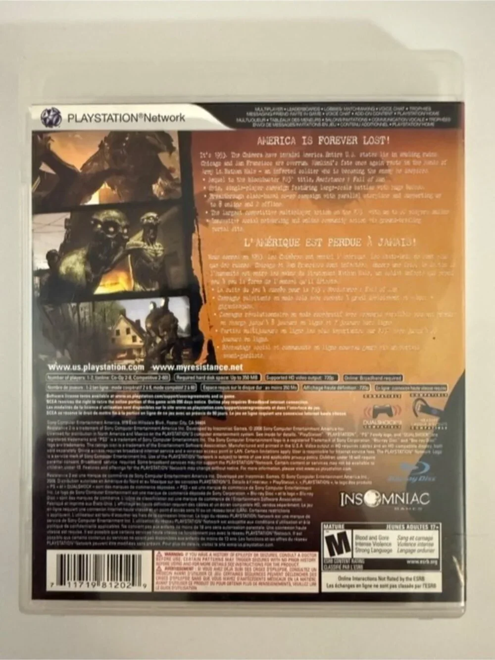 Resistance 2 – PS3 Game (Complete w/ Case, Disc & Inserts)